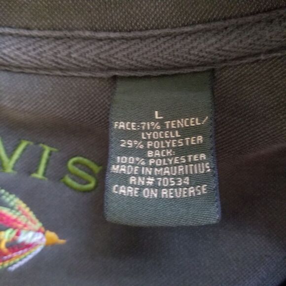 Orvis Men's Mock Neck Pullover Large Quarter Button Leather Accent Outdoor Green - Picture 10 of 11